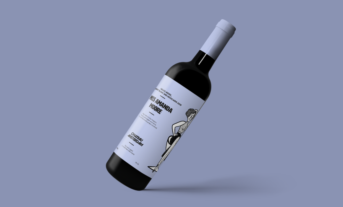 colorful wine label design for Chateau Amsterdam by graphic designer Roos Oosterbroek